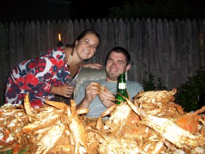 Ryan and Tara eating Crabs
